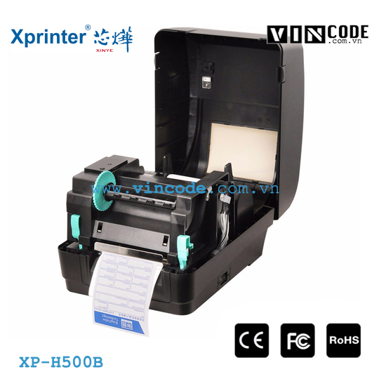 Máy in tem mã vạch XPrinter XP-H500B (khổ 108mm, in truyền nhiệt qua ribbon lên giấy decal)