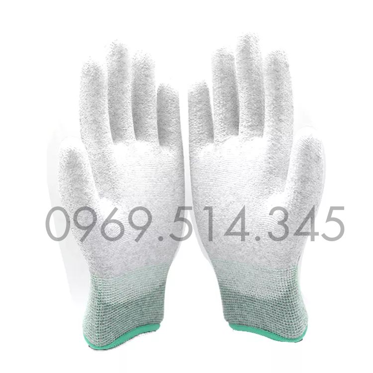 Găng tay sợi phủ PU bàn tay sử dụng để thao tác các thiết bị điện tử