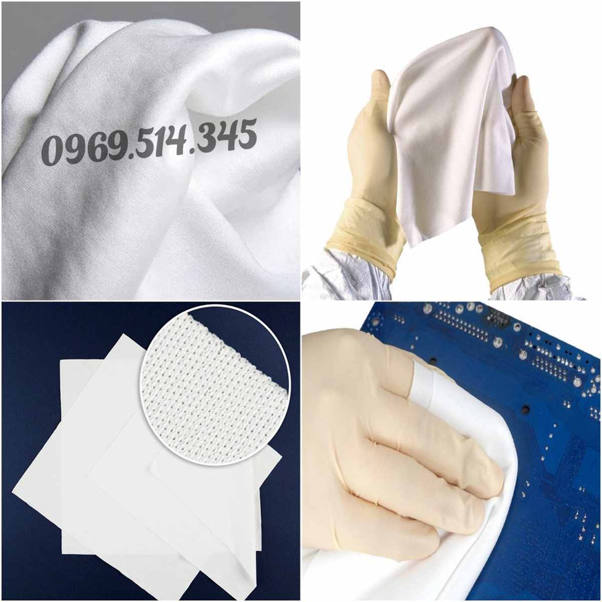 Giấy lau Cleanroom 0604 giúp lau chùi các linh kiện điện tử siêu nhỏ, bảng mạch, màn hình