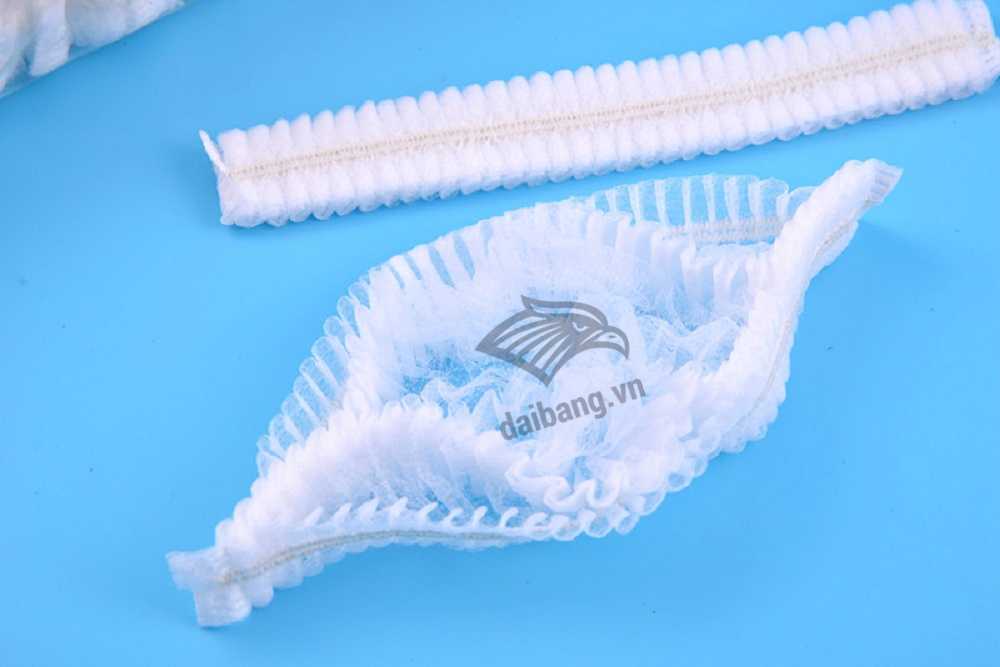 Mũ bọc trùm tóc con sâu phòng sạch - Nón con sâu y tế vải không dệt ĐẠI