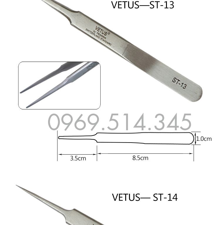 Nhíp Vetus ESD-13 mũi dẹt tròn