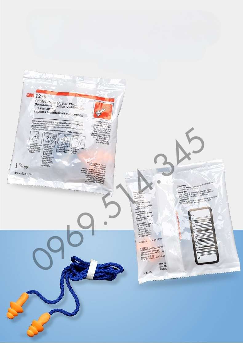 Nút nhét tai 3M có dây, hình nấm căn chỉnh được độ dài, kích thước 
