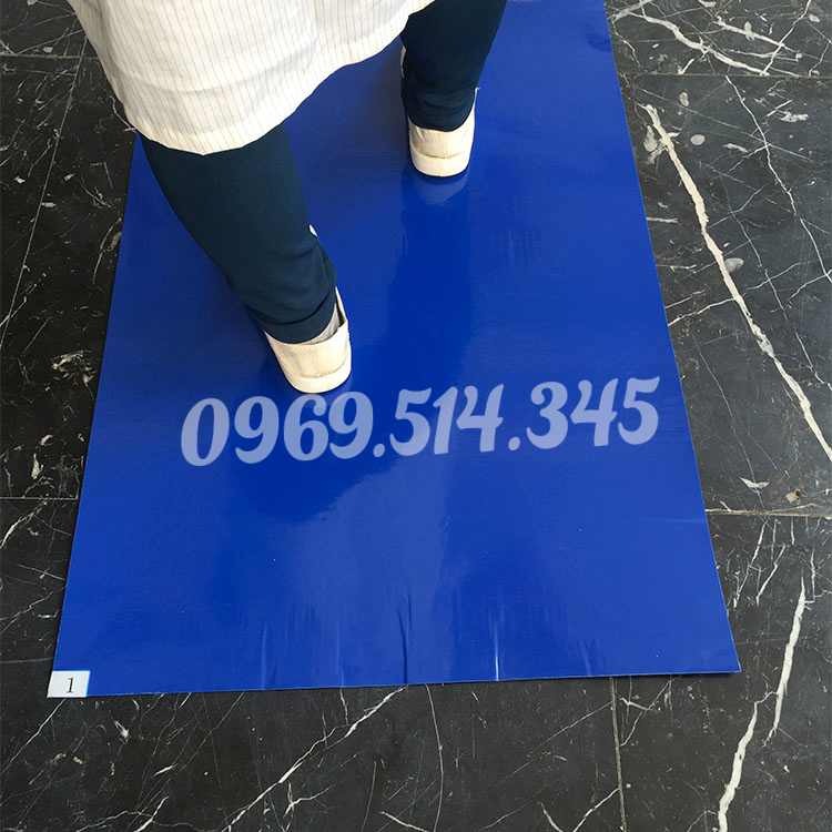 Thảm dính bụi chống tĩnh điện màu xanh ứng dụng rộng rãi trong ngành điện tử, bán dẫn...