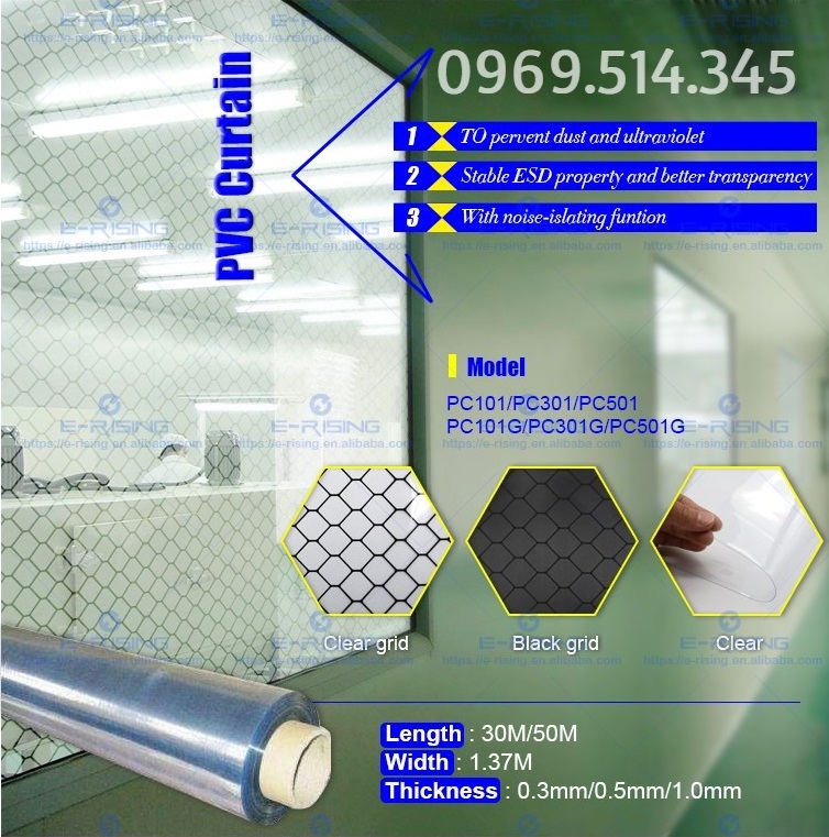 Màng PVC mắt cáo tiêu tán tĩnh điện có đủ các màu sắc và kích cỡ cho nhu cầu của người tiêu dùng
