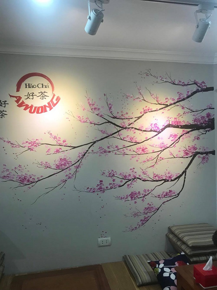 Vẽ quán tranh tường quán trà sữa 
