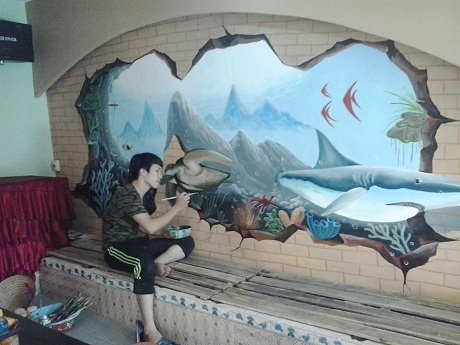 Vẽ tranh tường 3D