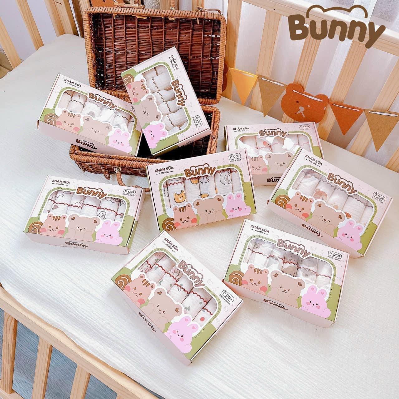 Set 6 khăn sữa Muslin Bunny