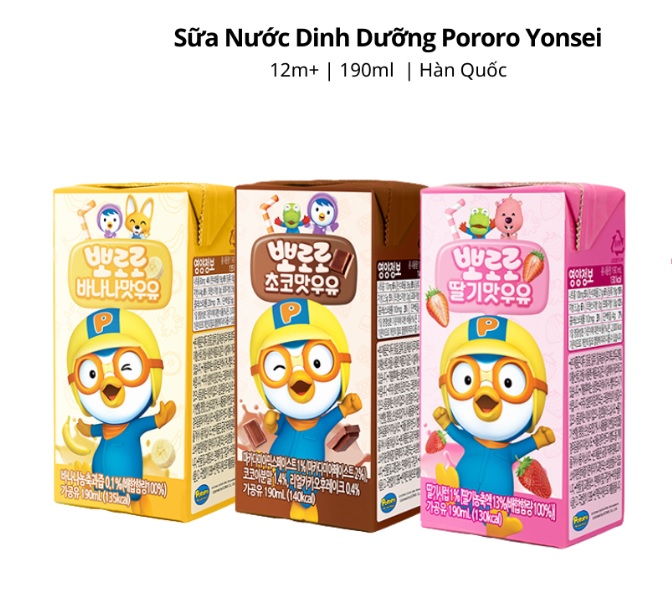 Sữa Nước Dinh Dưỡng Pororo Yonsei 190ml - 12M+