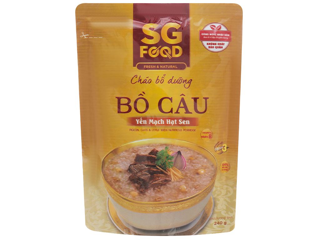 Cháo bổ dưỡng SG Food bồ câu yến mạch hạt sen gói 240g