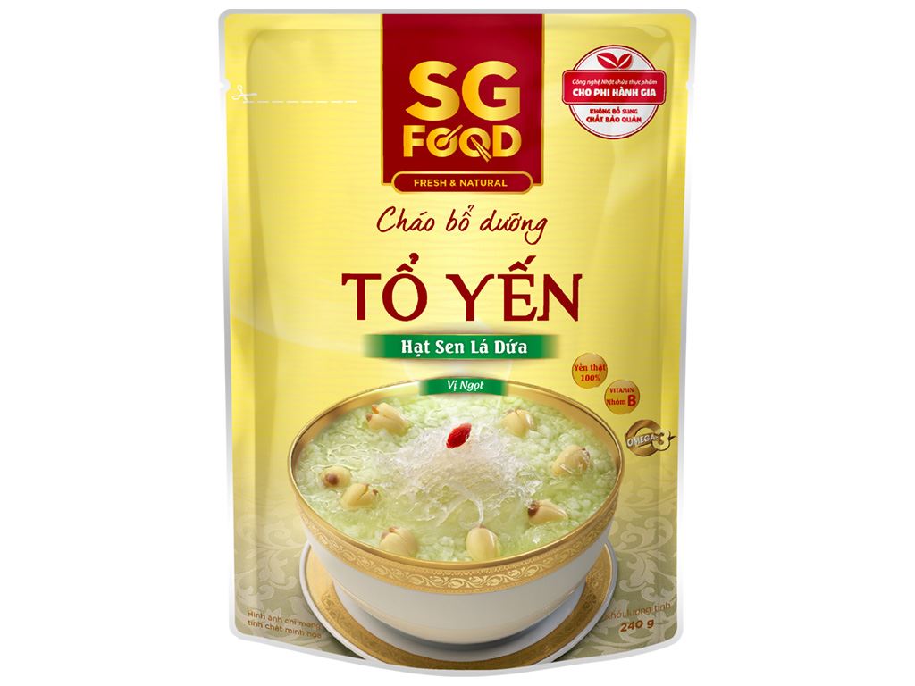 Cháo bổ dưỡng SG Food tổ yến hạt sen lá dứa gói 240g