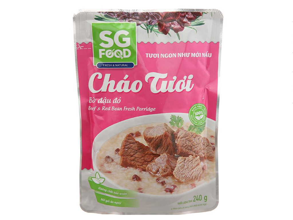 Cháo tươi bò đậu đỏ SG Food gói 240g