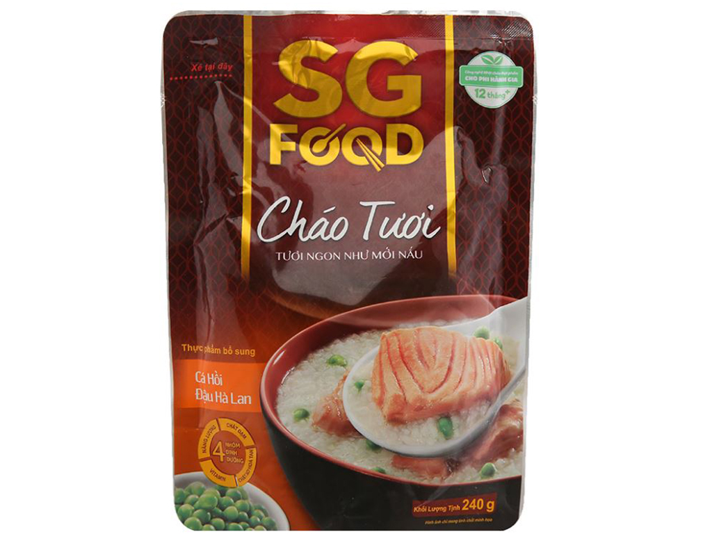 Cháo tươi SG Food cá hồi đậu Hà Lan gói 240g