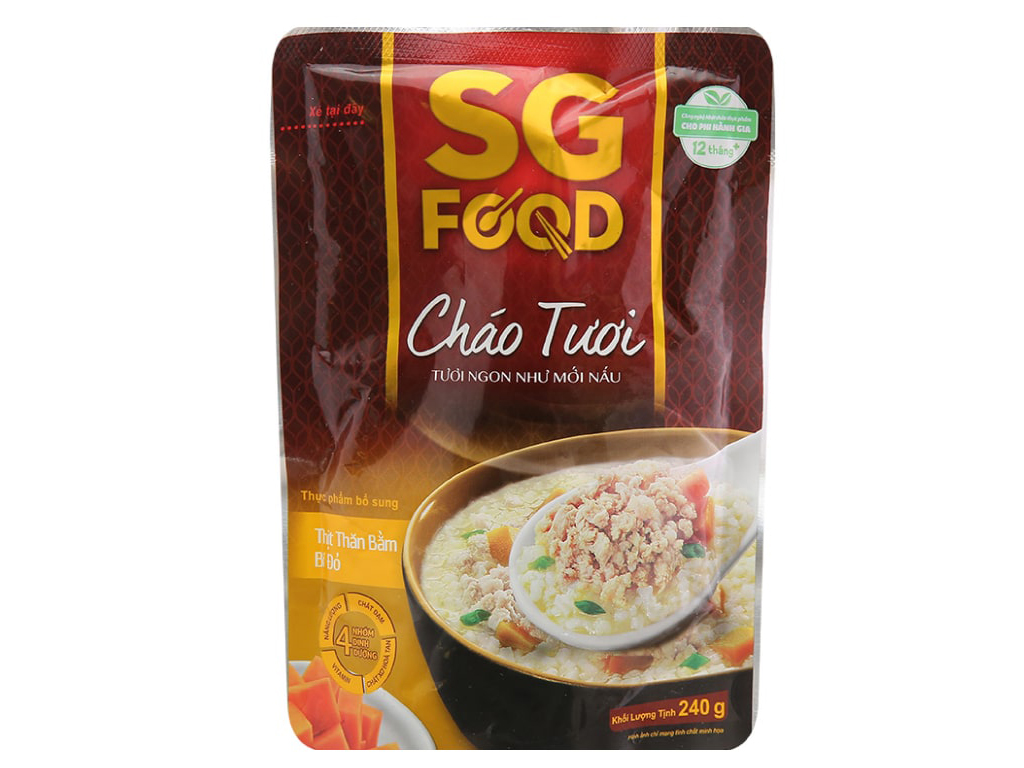 Cháo tươi SG Food thịt thăn bằm bí đỏ gói 240g