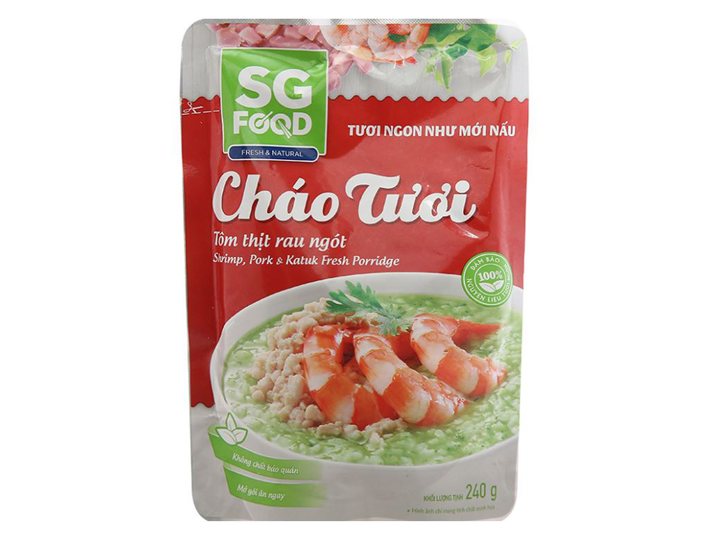 Cháo tươi SG Food tôm thịt rau ngót gói 240g