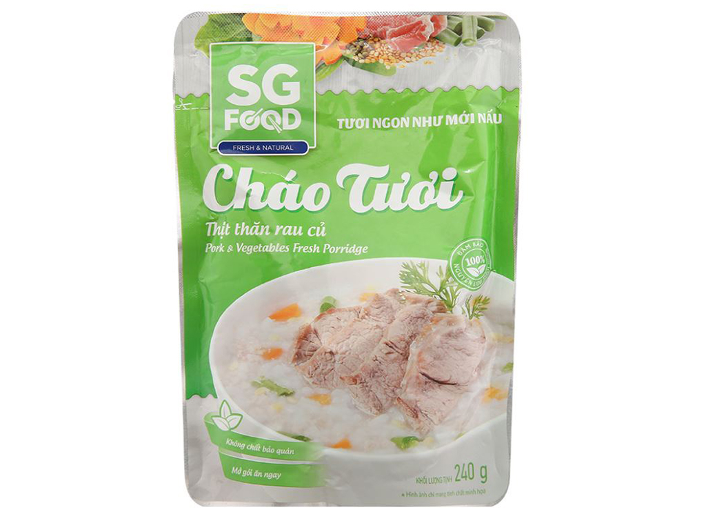 Cháo tươi thịt thăn rau củ SG Food gói 240g