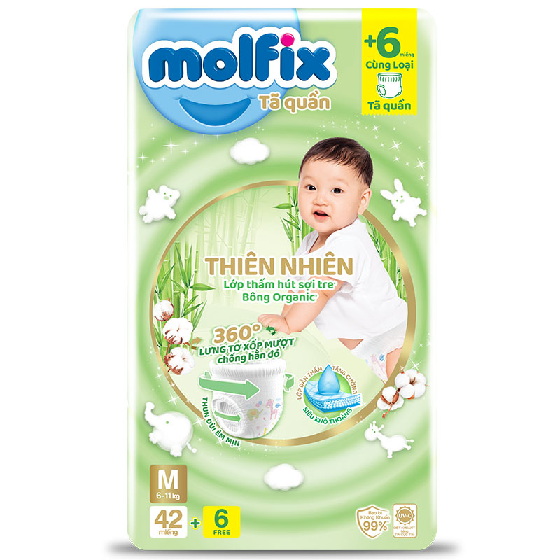 [Tặng quà từ 1 bịch]  Bỉm MOLFIX quần đủ size mẫu mới không cộng miếng