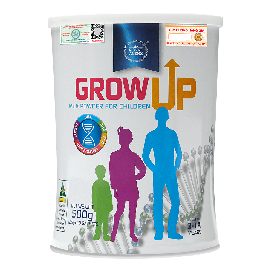 Sữa hoàng gia Úc Royal Ausnz Grow Up Milk Powder for Children - Sữa phát triển chiều cao dành cho trẻ từ 3-14 tuổi (Hộp 500g)