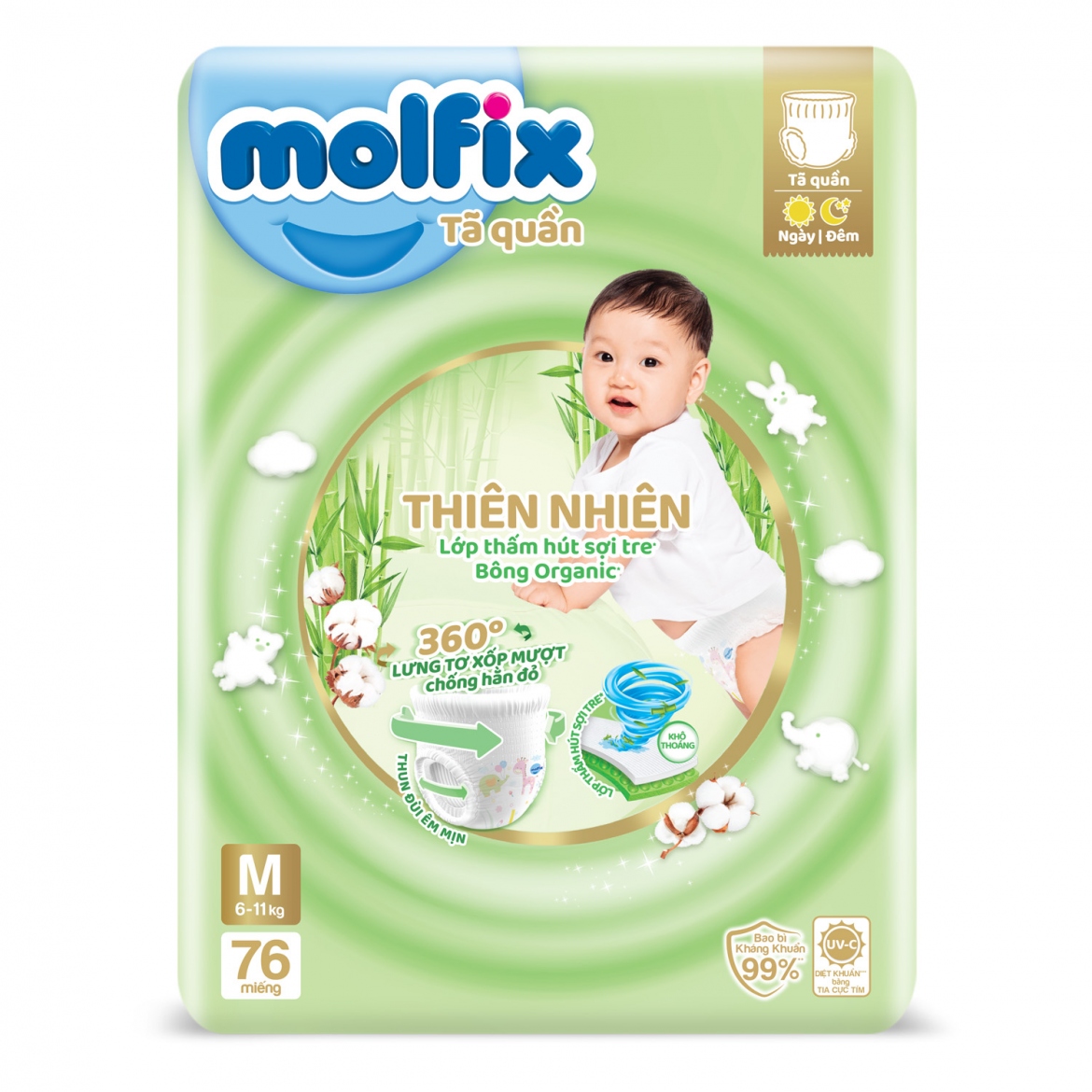 [Tặng quà từ 1 bịch]  Bỉm MOLFIX quần đủ size mẫu mới không cộng miếng