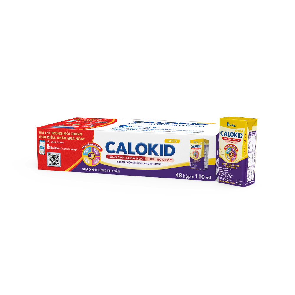 Sữa Bột Pha Sẵn Calokid Gold 110ml - Thùng 48 hộp