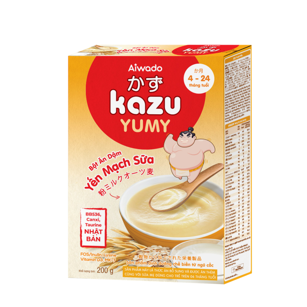 Bột ăn dặm Aiwado Kazu Yumy yến mạch sữa 200g