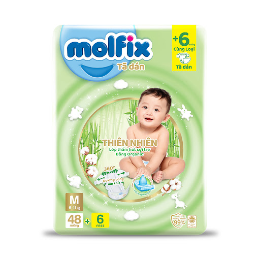 (Cộng 8 miếng) Bỉm MOLFIX tã dán đủ size