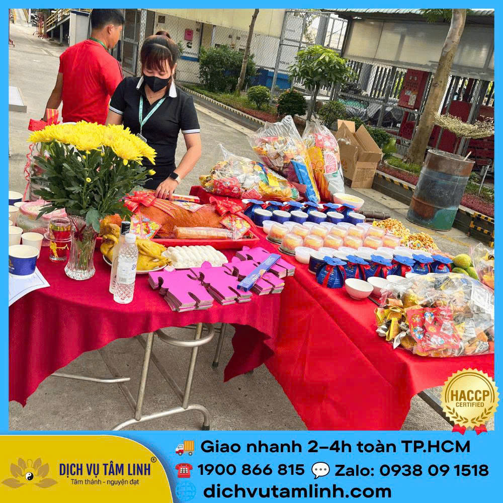 Mâm cúng cô hồn tại phường Bình Tiên – Gọn sạch cho hẻm nhỏ, ki-ốt và mặt bằng đông người