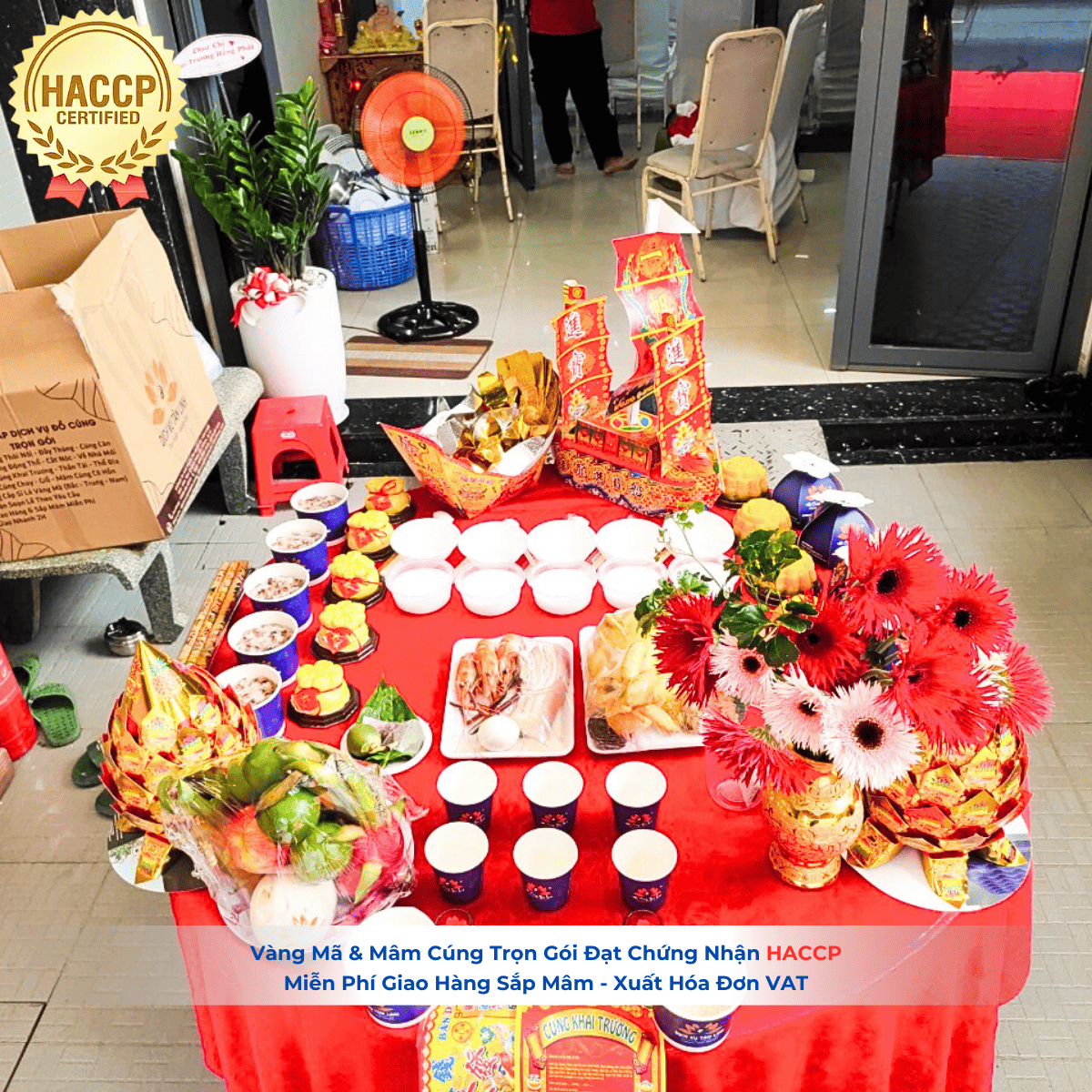 Bày biện mâm cúng nhập trạch VIP1 thực tế tại nhà phố