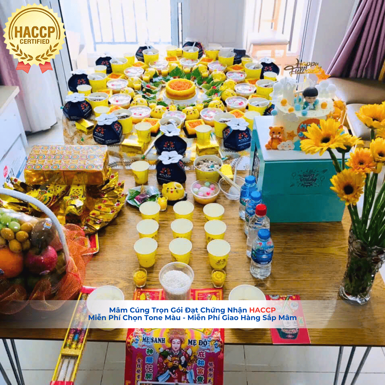 Mâm cúng đầy tháng chay cho bé đầy đủ lễ vật đẹp chuẩn phong tục