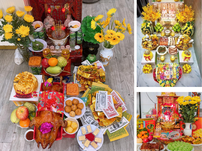Bày trí thực tế mâm cúng Thần Tài Luxury tại biệt thự TP.HCM