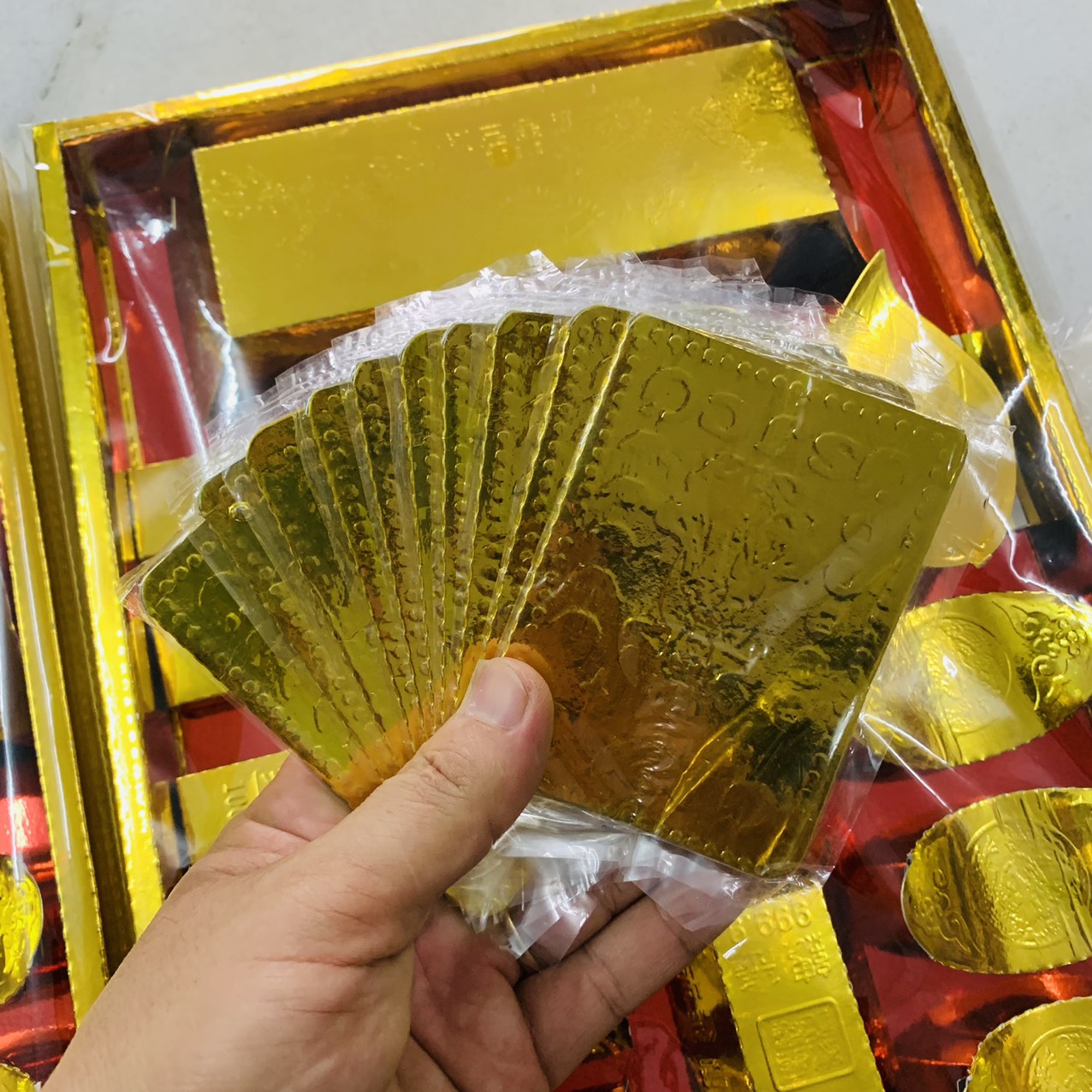 Vàng miếng vàng mã cúng lễ hàng đẹp sắc nét óng ánh tại Quận 12