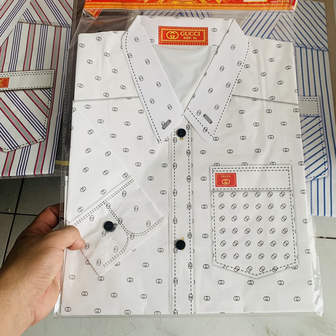 Bộ áo sơ mi nam vàng mã cao cấp hàng túi đẹp loại 1 sắc nét