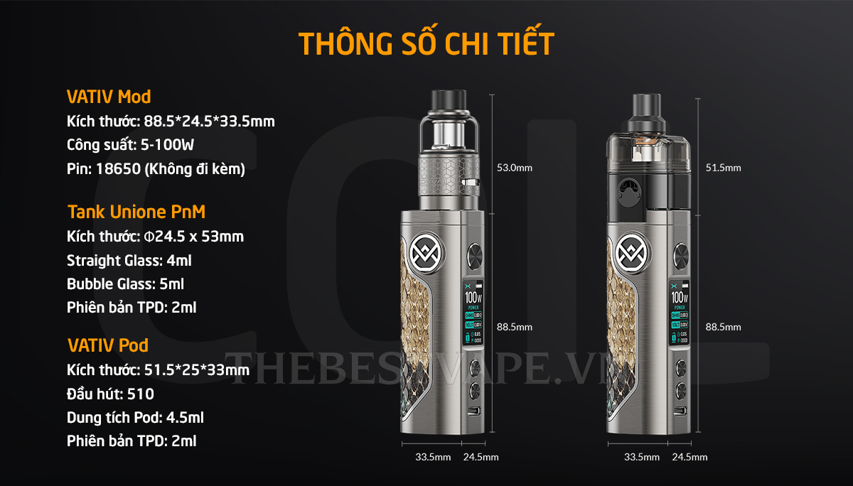 Oxva - VATIV ( 100W )  - ( 2 in 1 ) Box Mod Kit & Pod Mod Kit