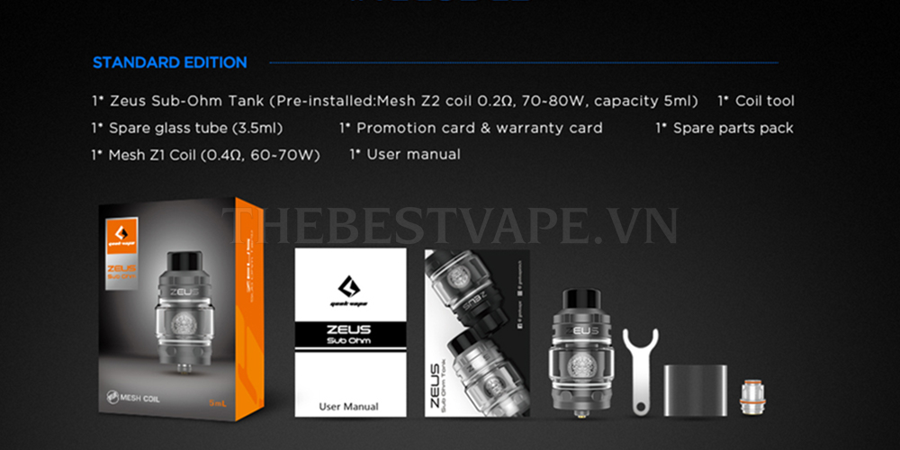 Mua Bán Vape chính hãng Geekvape thuốc lá shisha Zeus Subohm tank