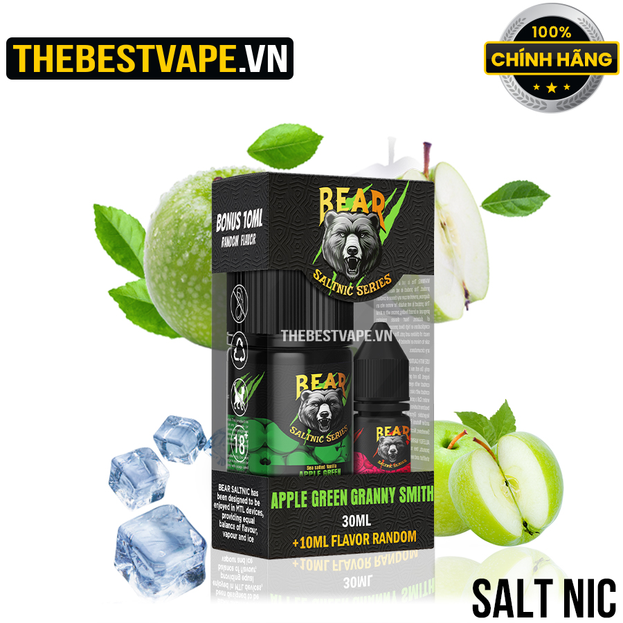 Bear Vapor - APPLE GREEN GRANNY SMITH ( Táo Xanh Lạnh ) - Salt Nicotine