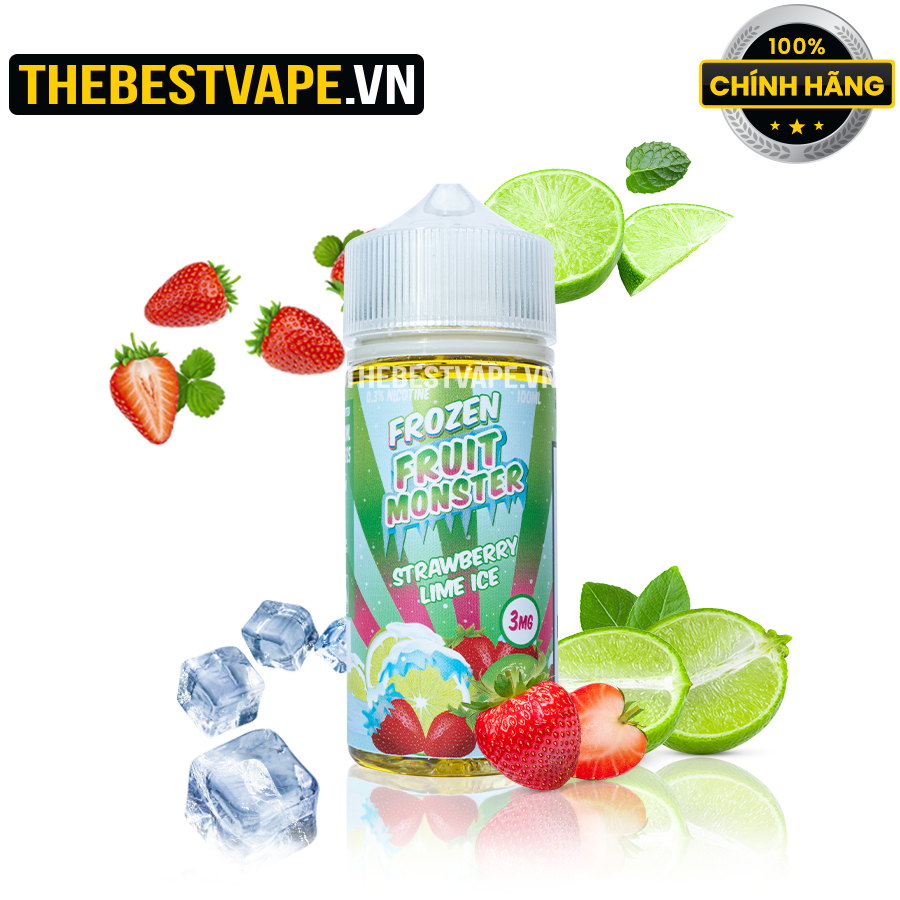 Monster Vape Labs ( Frozen Fruit ) - STRAWBERRY LIME ICE ( Dâu Tây Chanh Lạnh ) - Freebase