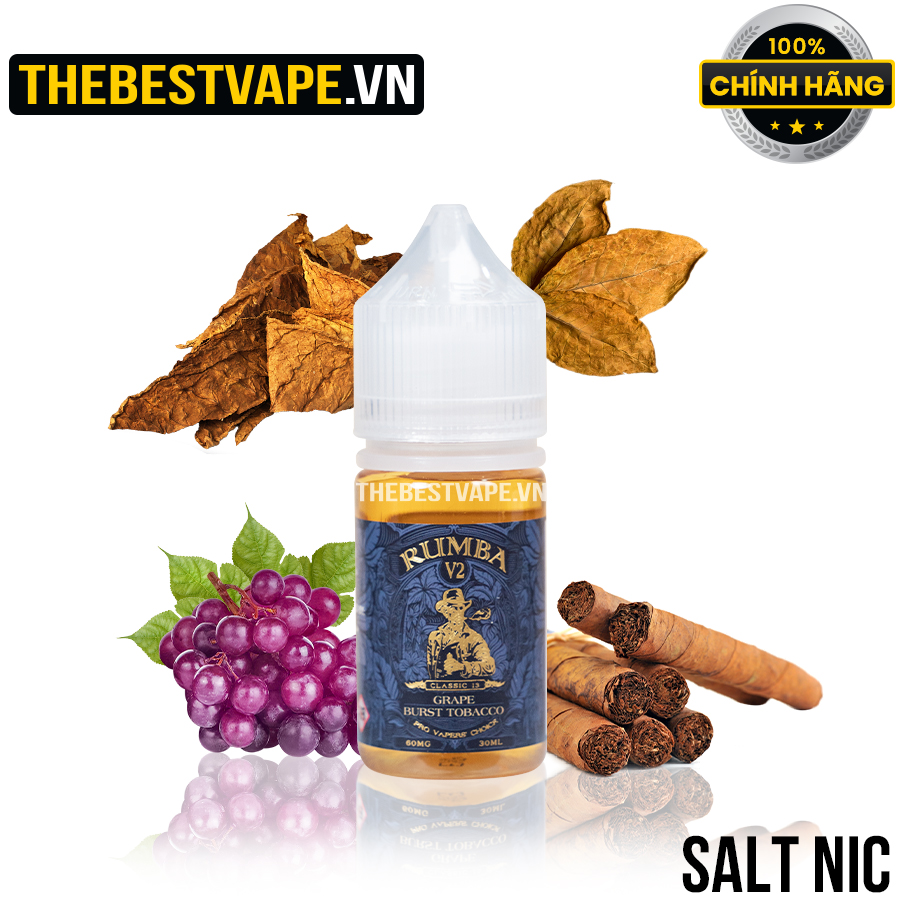 Rumba V2 - GRAPE BURST TOBACO ( Thuốc Lá Nho Lạnh Nhẹ ) - Salt Nicotine