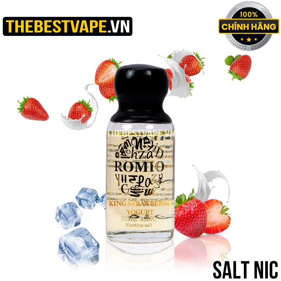 Romio ( Glass Series ) - V17 KING STRAWBERRY YOGURT( Sữa Dâu Tây Lạnh ) - Salt Nicotine