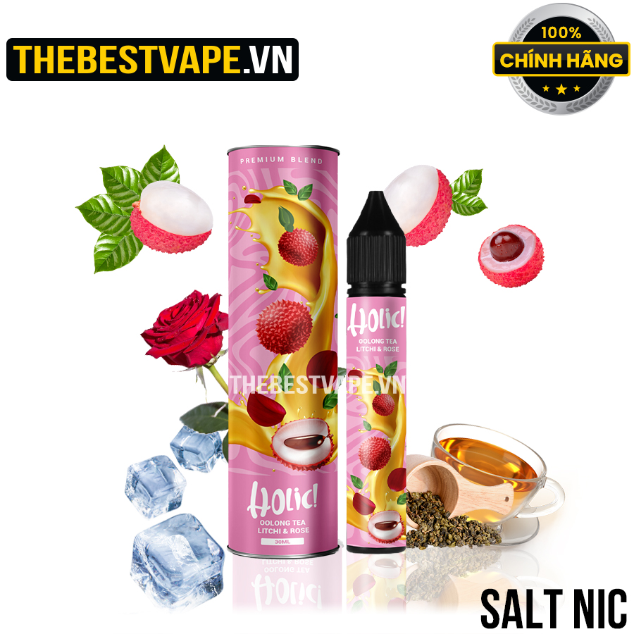Holic - OOLONG TEA LITCHI & ROSE ( Trà Olong Vải Hoa Hồng Lạnh ) - Salt Nicotine