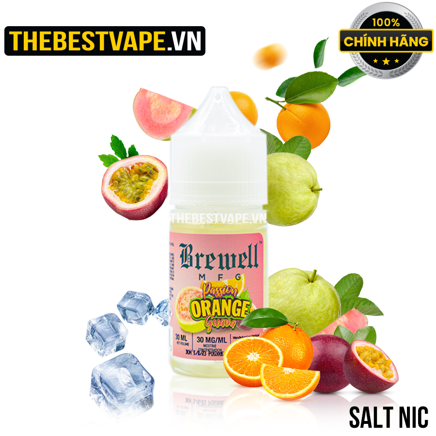 Brewell - PASSION ORANGE GUAVA ( Chanh Dây Cam Ổi Lạnh ) - Salt Nicotine