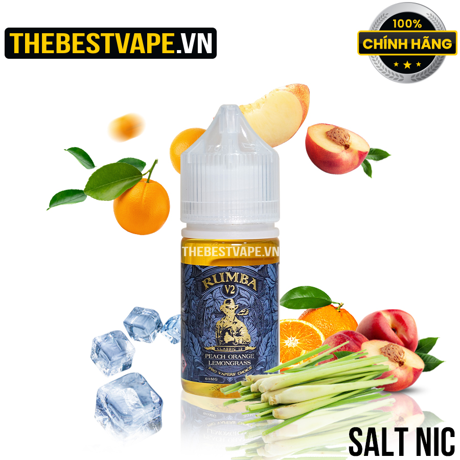 Rumba V2 - PEACH ORANGE LEMONGRASS ( Đào Cam Sả Lạnh ) - Salt Nicotine