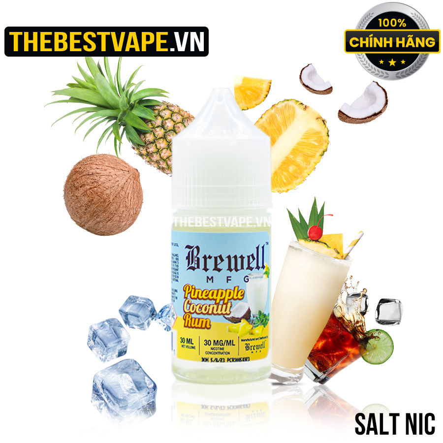 Brewell - PINEAPPLE COCONUT RUM ( Dứa Dừa Rượu Rum Lạnh ) - Salt Nicotine
