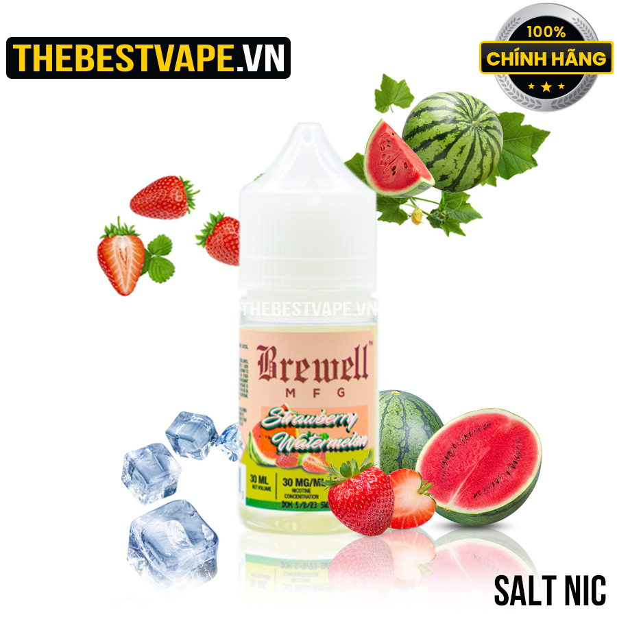 Brewell - STRAWBERRY WATERMELON ( Dâu Tây Dưa Hấu Lạnh ) - Salt Nicotine