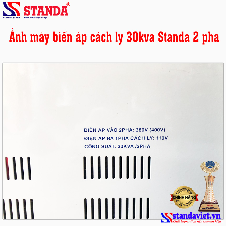 Máy biến áp cách ly Standa 30kva vào 2 pha ra 1 pha 380V/400V/110V