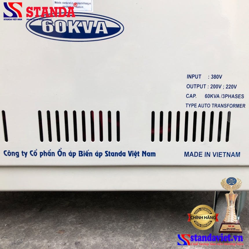 Biến áp tự ngẫu Standa 60KVA thế hệ mới  ảnh mặt dưới 