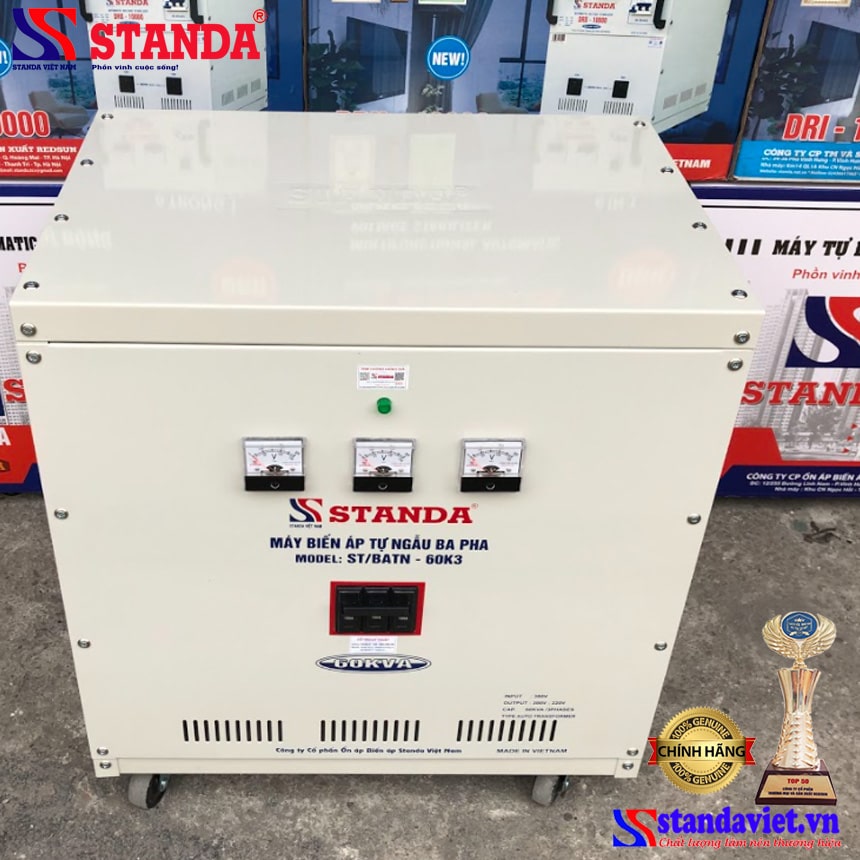 Biến áp tự ngẫu Standa 60KVA thế hệ mới ảnh dập chìm đỉnh máy 