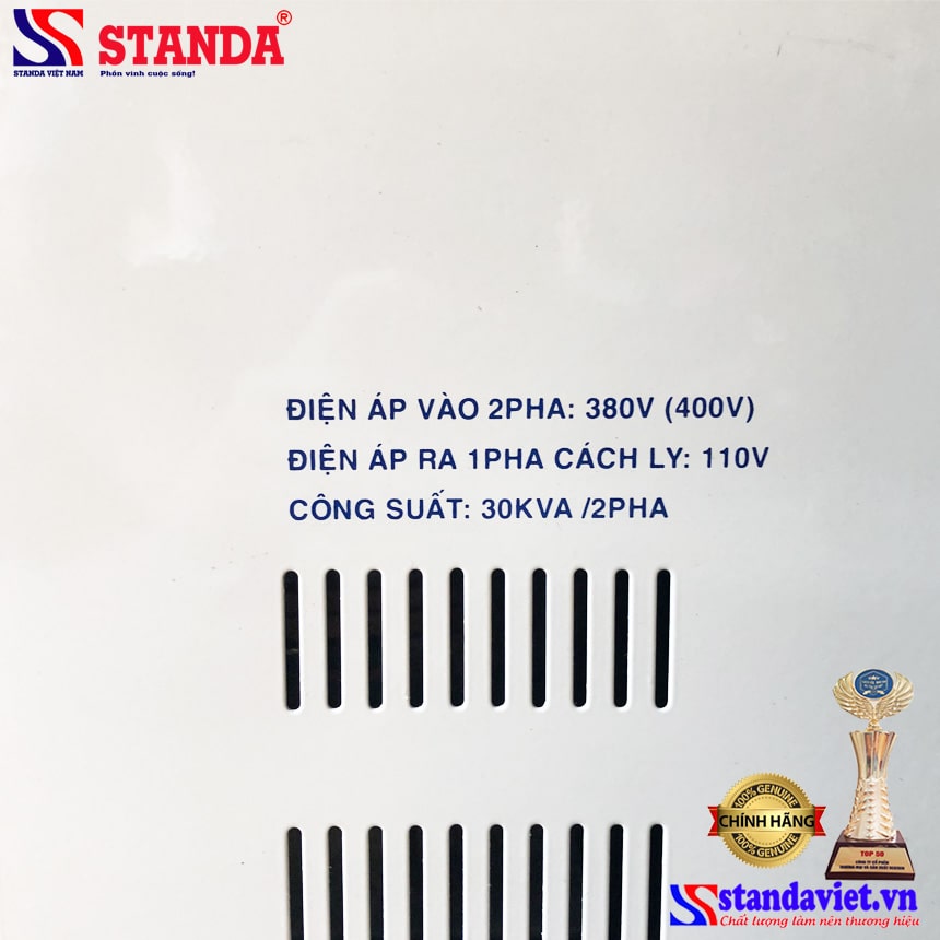 Ảnh mặt sau của máy biến áp cách ly standa 30kva 