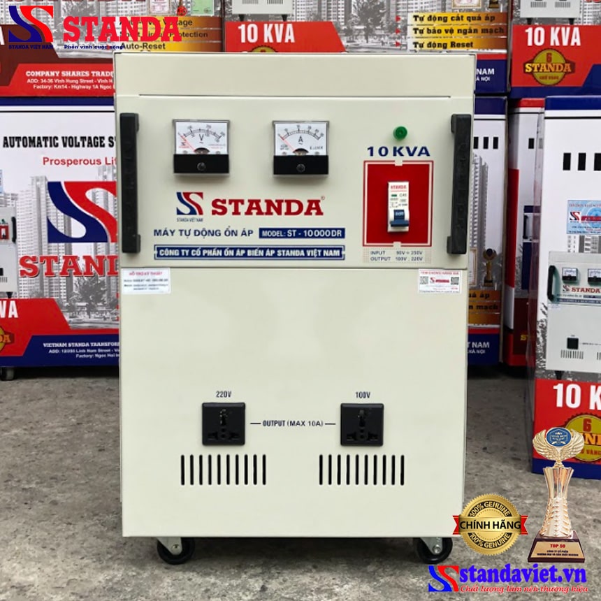 Ổn áp Standa 10KVA dải 90V thế hệ mới mặt thẳng đẹp 