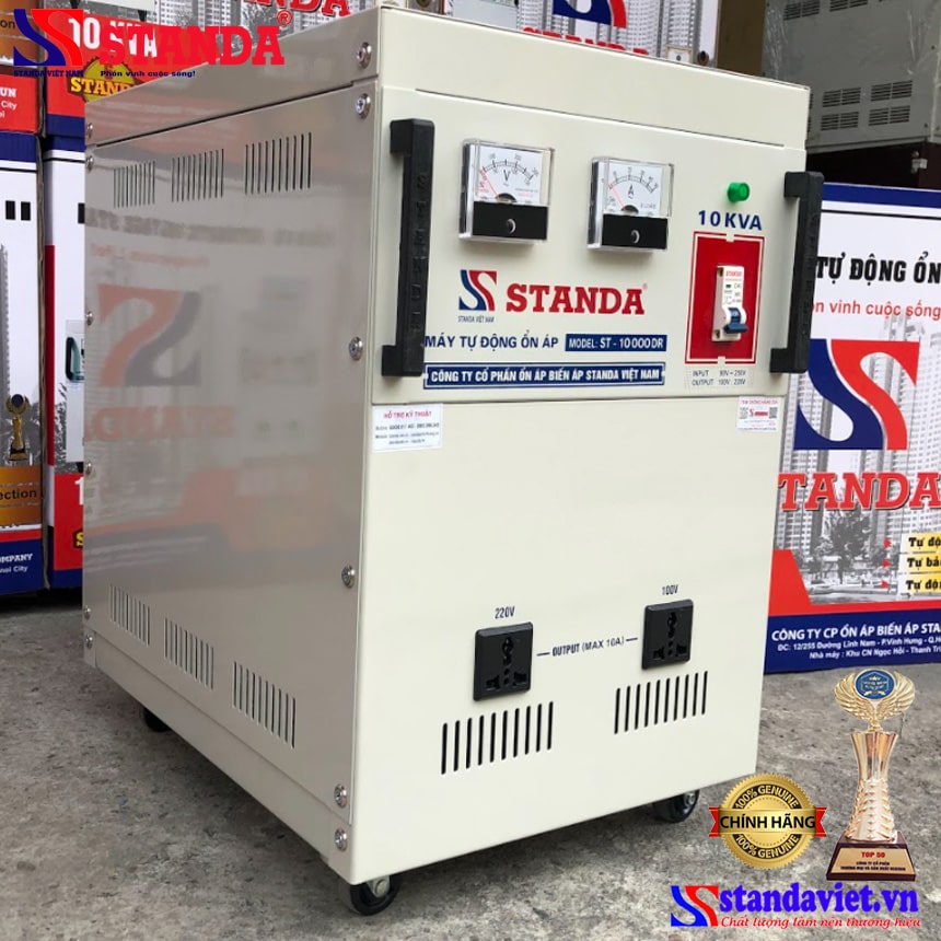 Ổn áp Standa 10KVA dải 90V thế hệ mới mặt nghiêng trái 