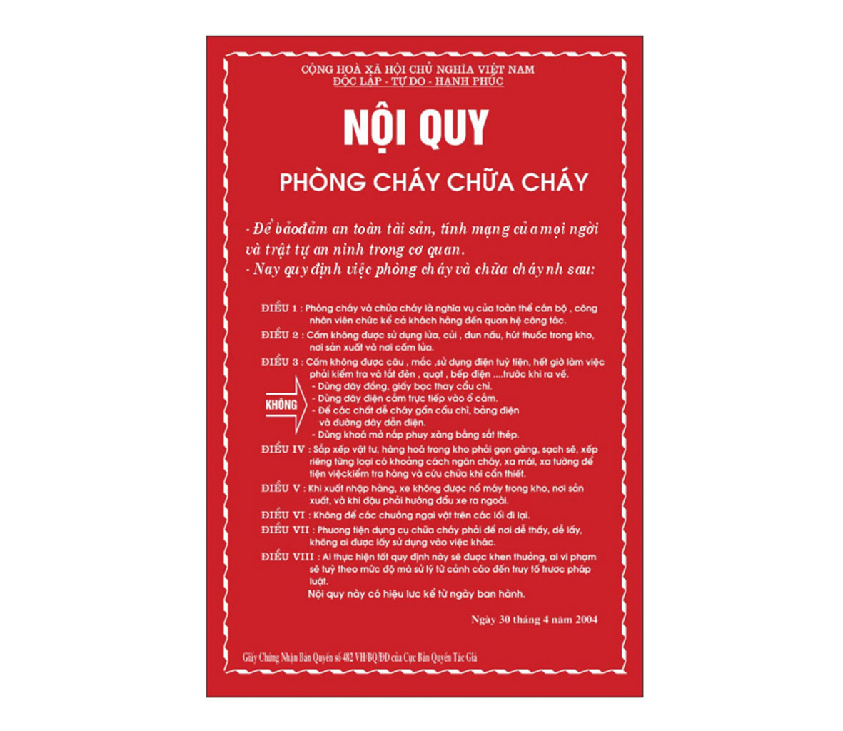 Bảng nội quy PCCC mica