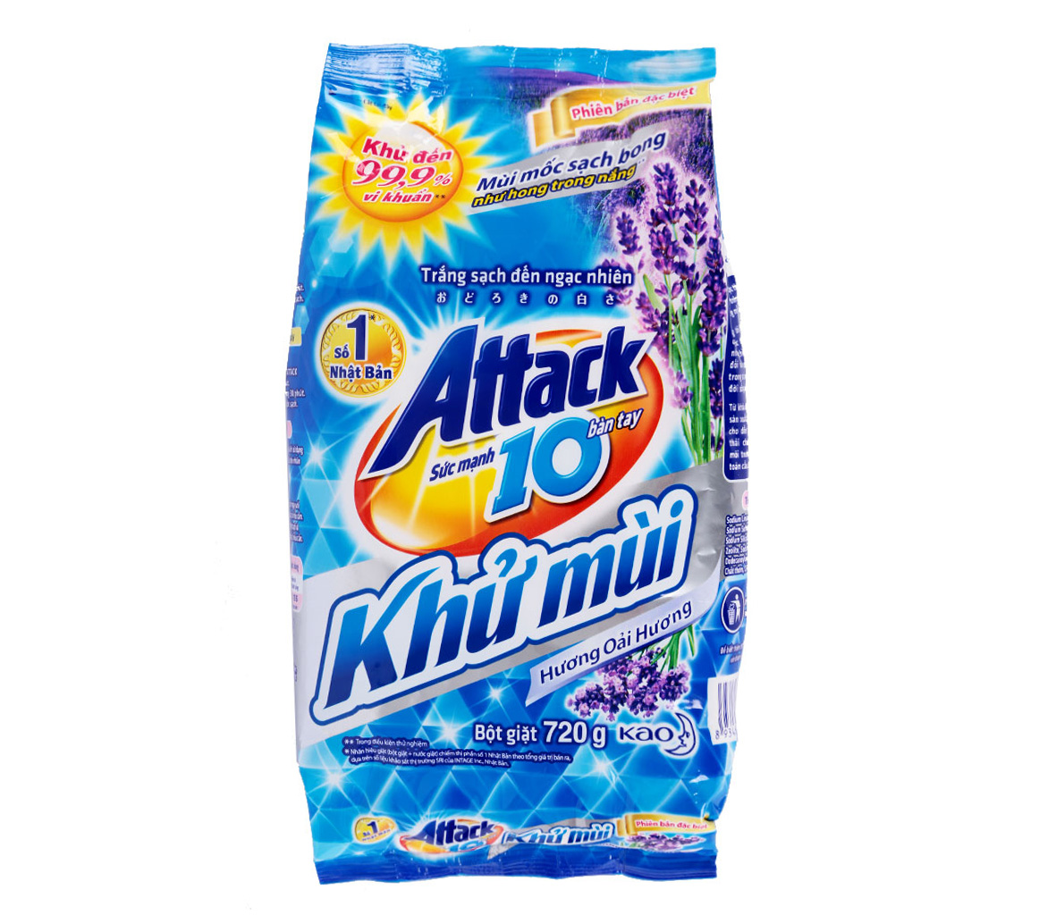 Bột giặt Attack Khử mùi hương Oải hương 720g